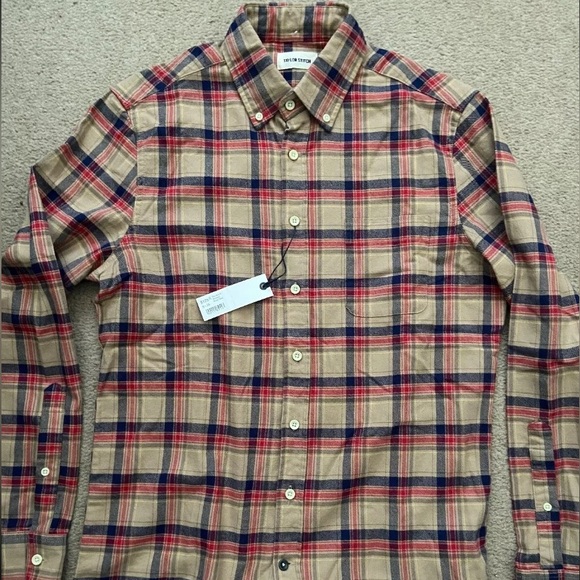 Taylor Stitch the Jack Shirt in Brushed Khaki Plaid Size S (38) New - Picture 2 of 3